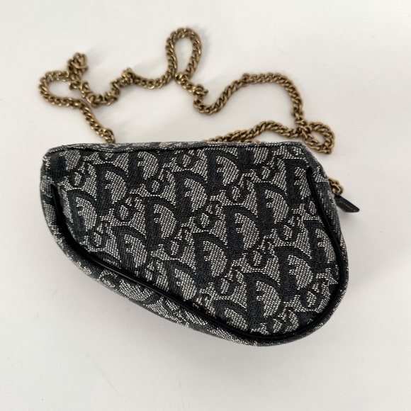 AUTH DIOR/ChristianDior CD Saddle Bag Navy Trotter Jacquard - Picture 3 of 8